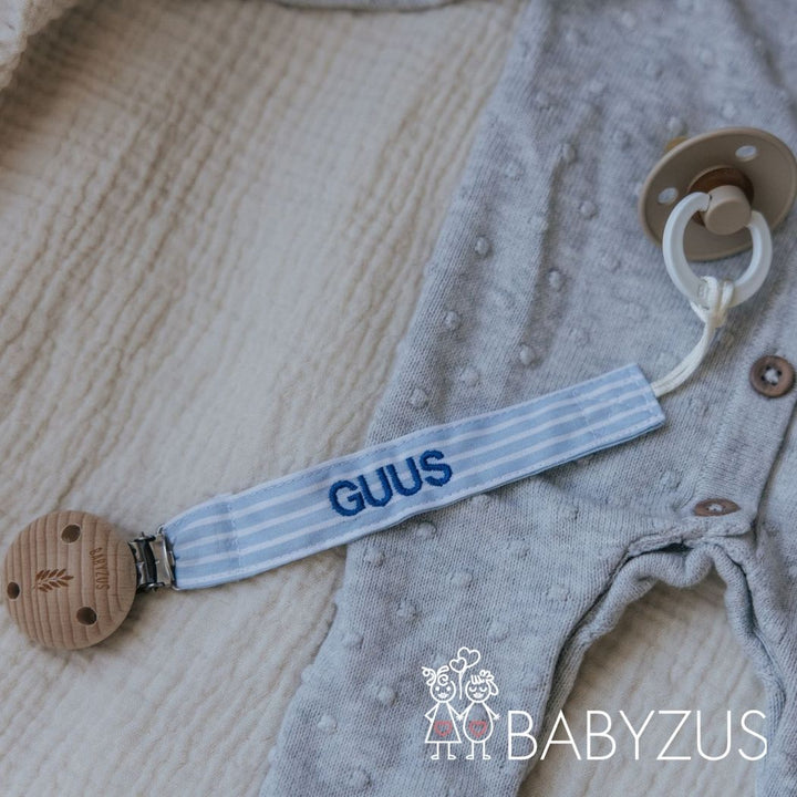 Speenkoord met naam | Paris Chic | Streep Blauw