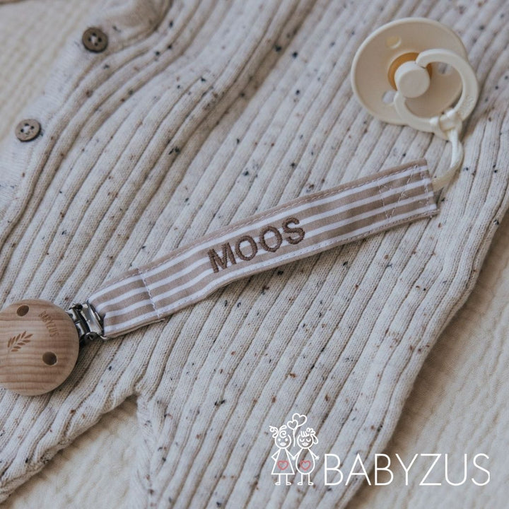 Speenkoord met naam | Paris Chic | Streep Beige