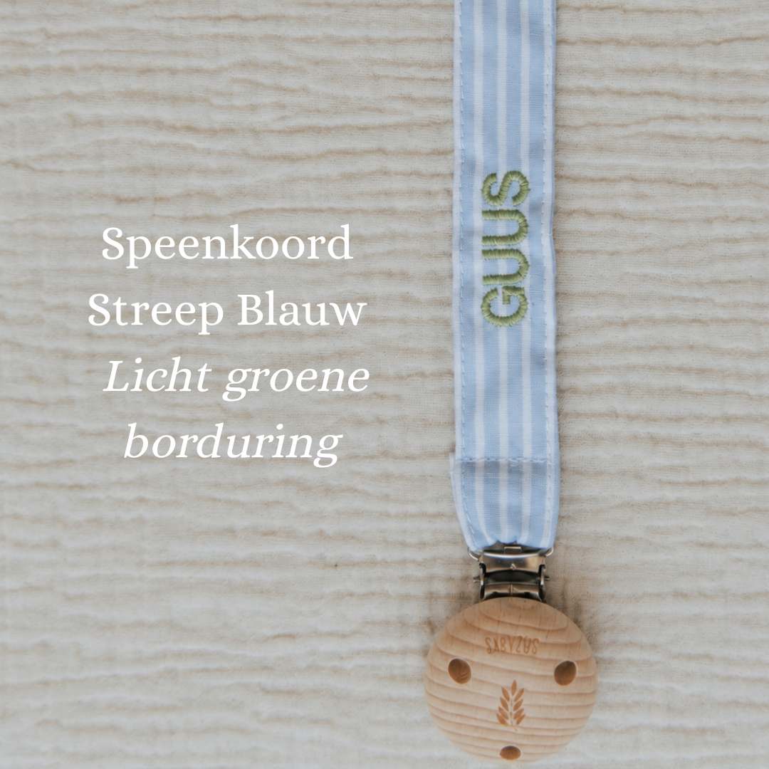 Speenkoord met naam | Paris Chic | Streep Blauw
