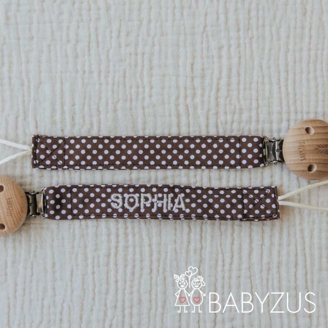 Speenkoord met naam | Paris Chic | Stip Bruin
