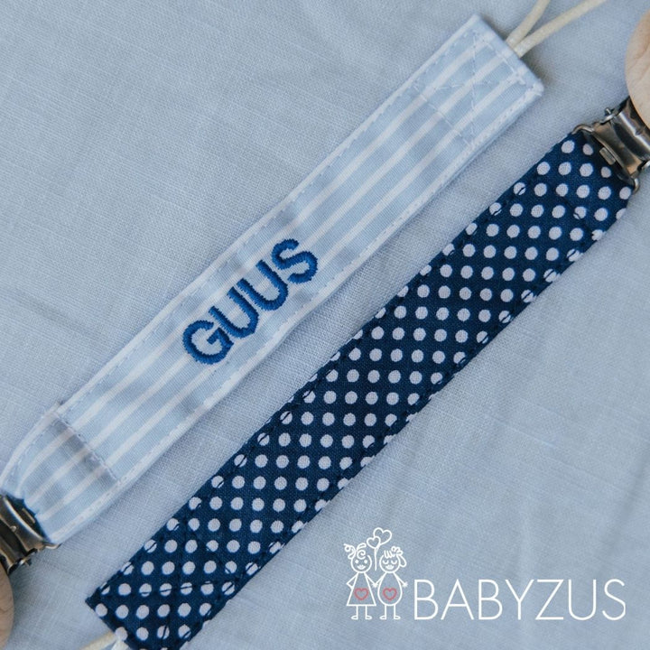 Speenkoord met naam | Paris Chic | Streep Blauw